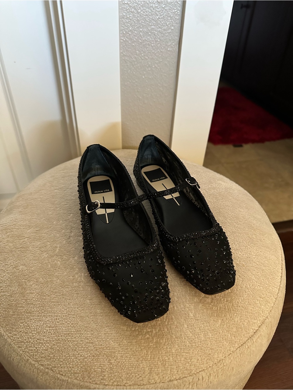 Dolce Vita Black mesh rhinestone mary Jane